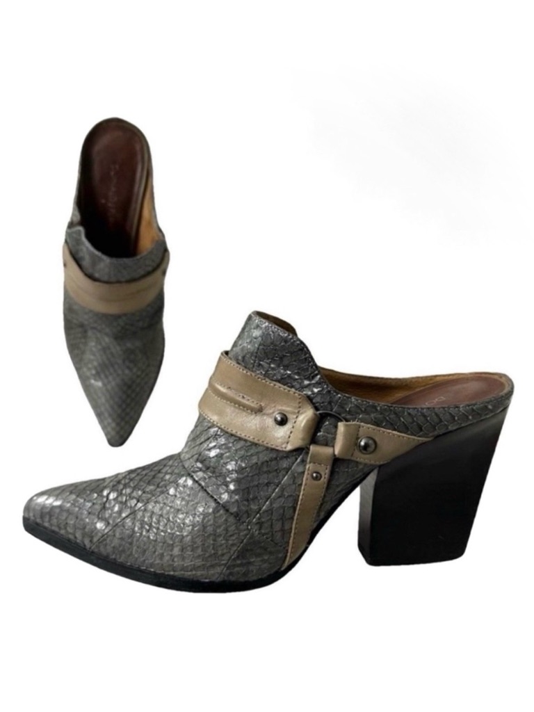Donald J Pliner Vero Real Snakeskin Leather Mule Slip-On Heels